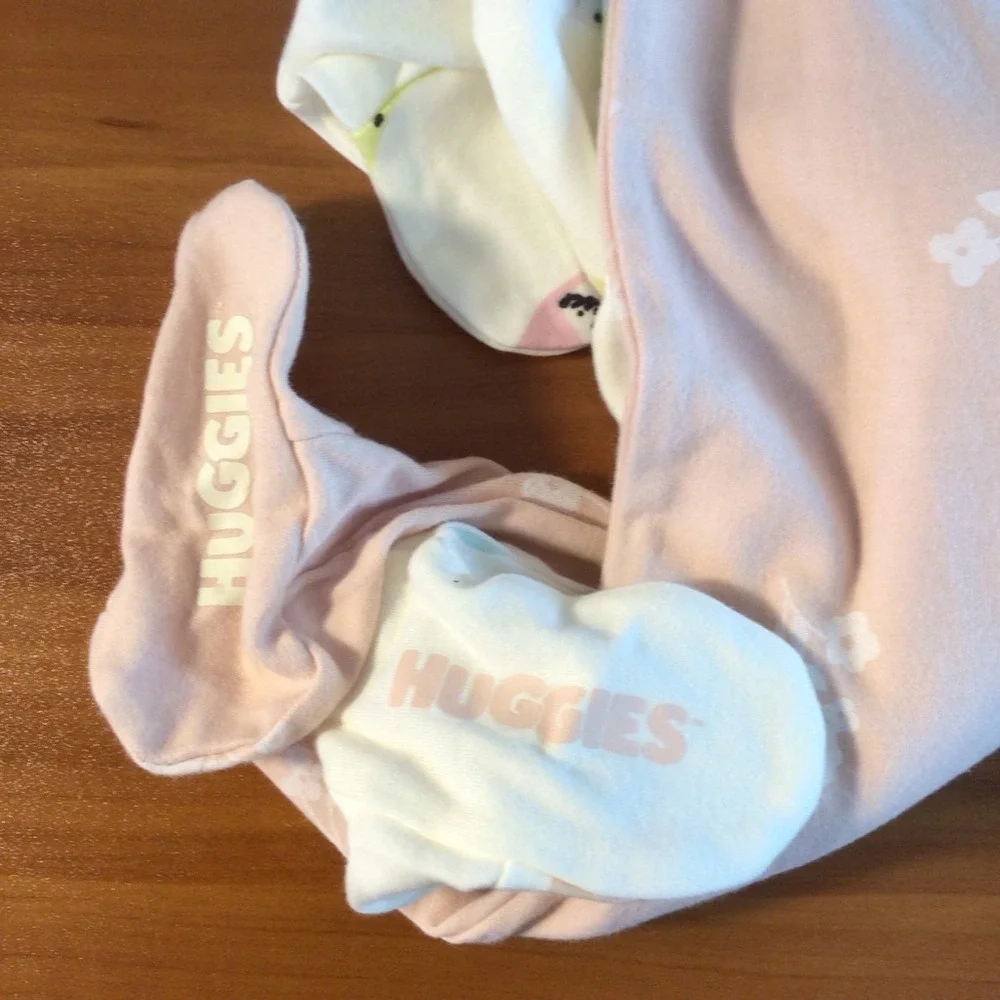 Huggies Baby Footed Coveralls 2 Pack‎ 6M Easy Change 2 Way Zipper Organic
